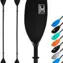 OCEANBROAD Kayak Paddle 86in/218cm, 90.5in/230cm Alloy Shaft 2-Piece Floatable Kayak Oar for Kayaking Canoeing Boating (Black)