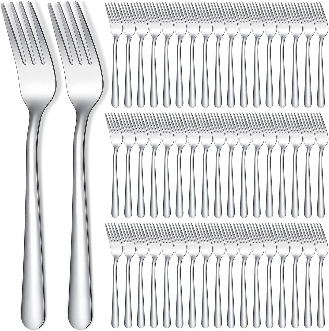 Minatee 200 Pcs Dinner Forks Bulk Set 8 Inches Stainless Steel Metal Forks Silverware Table Cutlery Mirror Polished Salad Flatware for Home Restaurant Kitchen