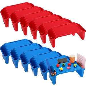 Kisston 12 Pcs Kids Lap Desk Bulk Tray Lap Table Bed Table Plastic Desk with Extra Storage Space Activities Children Portable for Kids Students Work Study School Classroom(Blue, Red)
