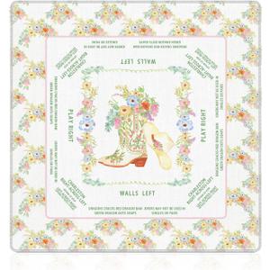 Preppy Western Cowgirl Mahjong Mat 31.5 x 31.5 in, Vintage Flower Cowgirl Boots Anti-Slip Noise-Reducing Mahjong Mat for Table Board, Games Tile Games, Poker and Cards