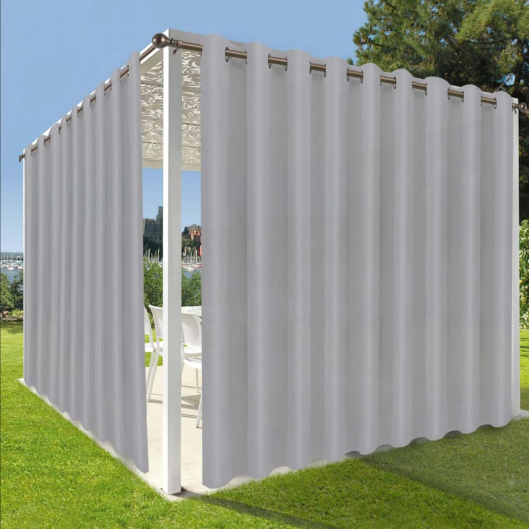 OutdoorLines Waterproof Outdoor Curtains for Patio-Privacy Sun Blocking Grommet Curtain Panel Weatherproof, UV Resistant Curtains for Gazebo, Front Porch, Pergola Light Gray 150W x 84L Inch 1 Panel