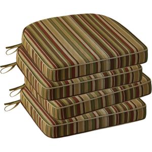 Outdoor Round Corner Seat Cushion, 17"x16"x2", Set of 4, Non Slip Seat Cushion Pads with Removable Cover for Patio Furniture, Garden Yard Lawn, Colorful Stripe