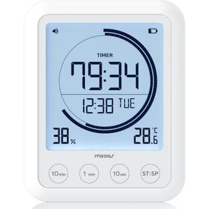 ooas Visual Shower Clock Digital Bathroom Shower Clock Waterproof Shower Timer, Temperature & Humidity, Large Backlit Display, Countdown Countup Productivity Timer for Kitchen & Bathroom ooas Visual Shower Clock Digital Bathroom Shower Clock Waterproof Shower Timer, Temperature & Humidity, Large Backlit Display, Countdown Countup Productivity Timer for Kitchen & Bathroom