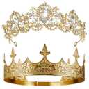 Sureio 2 Pcs King and Queen Crowns Set Antique Baroque Royalty Tiaras Costume Accessories for Halloween Couple Cosplay, Birthday Wedding Prom Party(Elegant Style)