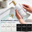 White Glass Soap Dispenser Set of 2, 16oz Hand and Dish Soap Dispenser for Kitchen & Bathroom, Gold Stainless Steel Pump, Non-Slip Base, 14 Waterproof Labels, Contemporary Style