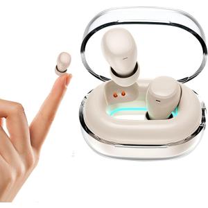 Skin Tone Mini Bluetooth Earbuds for Small Ear Canals - Low Profile Invisible Wireless Sleep Micro Discreet Hidden Earbuds - Audfonos Invisibles (Nude)