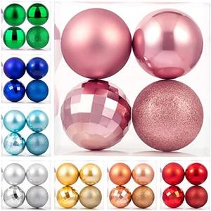 XmasExp 4in Large Christmas Ornaments Christmas Ball Ornaments Giant Tree Decoration Shatterproof Decorative Hanging Balls for Holiday Party Decor(Pink, 4pcs)