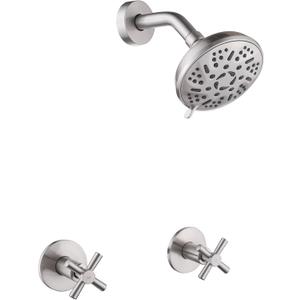 2 Handles Shower Faucet Set,Two Handle Shower Faucet Trim Kit with Rough-in Valve,Wall Mount,Brushed Nickel