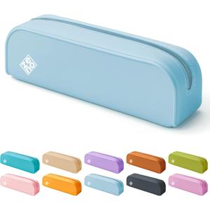 ZENO Silicone Pencil Case  Aesthetic Pencil Pouch for Women & Teens  Cute Pen Case, Blue Makeup Bag, Travel Pouch, Small Stationary Organizer, Pencil Box  Blue Mist
