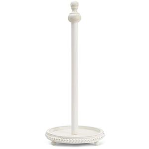 Farmlyn Creek Wooden Rustic Paper Towel Holder for Kitchen Organization, Distressed Standing Holder for Modern Home Decor, Countertop, Dining Table, White Washed Color (6.5x16 Inch)