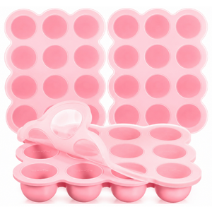 Potchen 3 Pcs Baby Food Storage Container 12 Cup Silicone Baby Food Freezer Tray with Lid Stackable Reusable Silicone Freezer Tray for Vegetable Fruit Puree and Breast Milk