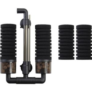 AQUANEAT Air Driven Sponge Filter, Quiet Aquarium Filter with Ceramic Media Balls, for Betta Fry Shrimp Tank, with 2 Spare Sponges (Middle up to 40Gal)