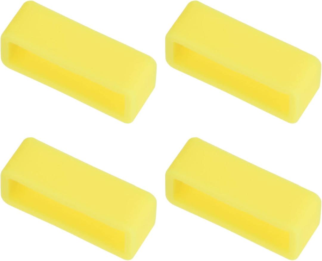 Uxcell Watch Band Strap Loops, Rubber Replacement Fastener Rings Silicone Watch Holder Keeper for 22mm Width Watch Band, Yellow 4 Pcs