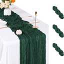 3 Pack Emerald Green Cheesecloth Table Runner, 17 x 108 inch, Semi Sheer Boho Cheese Cloth Fabric Table Runner Bulk for Wedding, Birthday, Party, Holiday, Home Decor (Emerald Green)