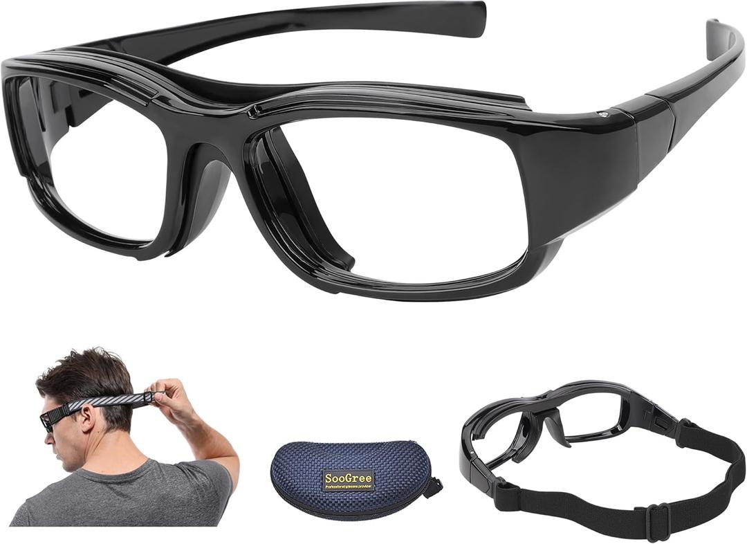 Sport Goggles Glasses Squash & Racquetball Goggles Basketball Glasses Adjustable Strap Resistant Impact (8035 Black)