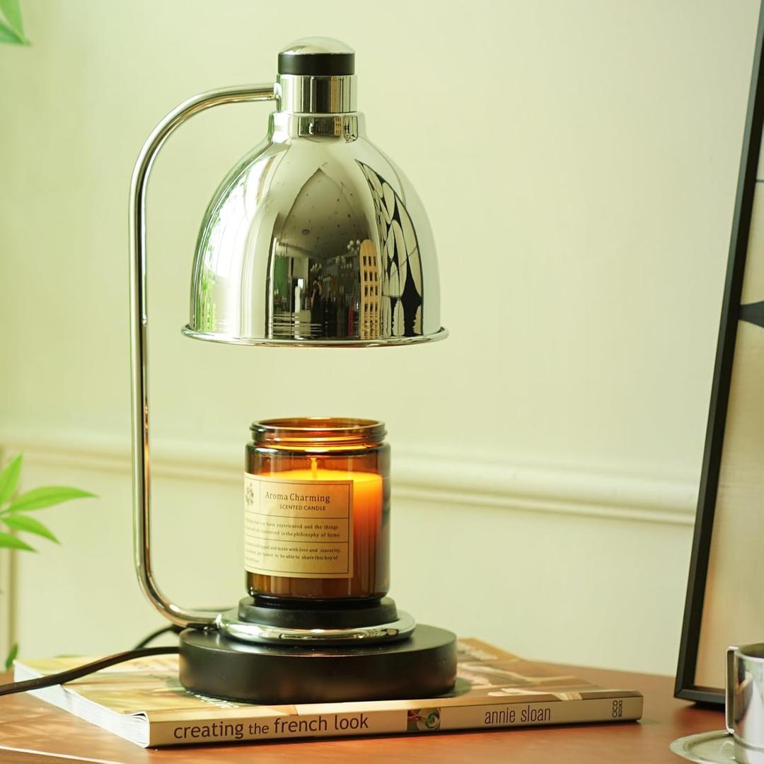 Candle Warmer Lamp with Timer Dimmable, Solid Wood Base, Housewarming Gifts New Home Room Decor, Birthday Gifts for Women Mom, Bauhaus Style Wax Warmer Lamp for Jar Candles with 2 Bulbs