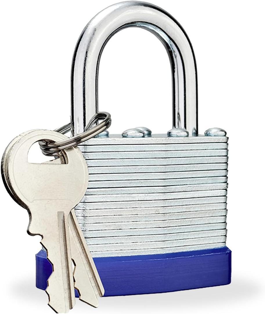 Lock Outdoor Padlocks, Laminated keyed Padlock, 1-9/16 in Wide Body, Padlock Set with Keys
 2 pack