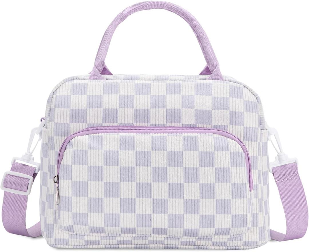 GASSDA Lunch Box for Women Insulated Lunch Bag Women Adult Cute Lunch Bags Reusable Lunchbox Cooler Tote Bag for Work Picnic (Purple Plaid)