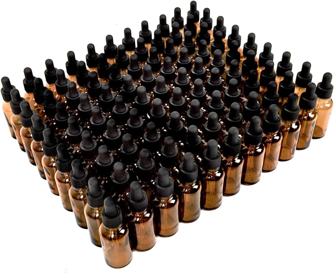 YoleShy 1oz Glass Dropper Bottle, 50 Pack Amber Glass Bottles with Glass Droppers and Black Cap for Essential Oils, Lab Chemicals, Perfumes