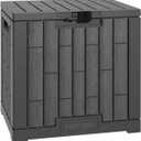 EAST OAK Outdoor Storage Box, 31 Gallon Deck Box for Patio Cushions, Pool Accessories & Garden Tools, Waterproof Resin Storage Container, Ash Grey