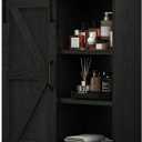RUSTOWN Farmhouse Wood Wall Storage Bathroom Cabinet with Sliding Barn Door, Rustic Medicine Cabinet with Adjustable Shelf, 3-Tier Vintage Cabinets for Kitchen, Bathroom, Living Room (Black), 27.6" X 21.7" X 7.8"