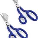 QWORK Duckbill Shears, 7 in Duckbill Applique Scissors, for Carpet Pile, Carpet Punch - Blue, 2 Pack