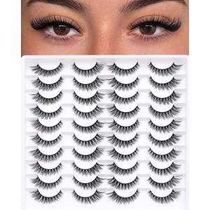 False Eyelashes 20 Pairs Wispy Lashes Faux Mink Lashes 14mm 3D Fluffy Cat Eye Lashes style 20-061)