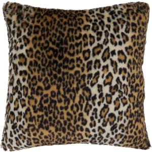 SARO LIFESTYLE Gupard Collection Cheetah Print Faux Fur Throw Pillow with Down Filling, 22", Brown