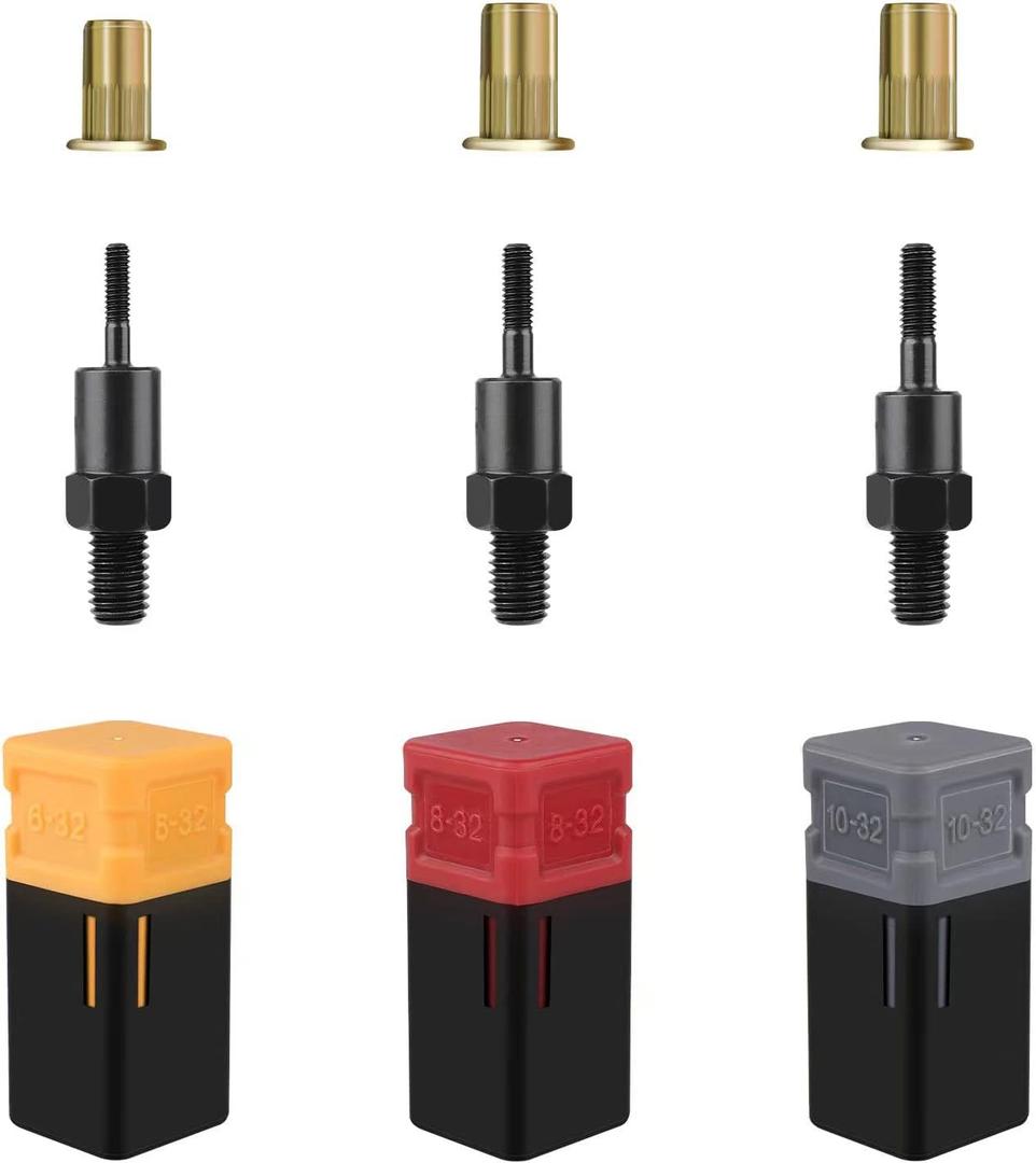 GIANTISAN Rivet Nut Mandrels Set, Including 6-32 8-32 10-32 and 30 Rivnuts, Rivnut Tool Replacement Tips, Expanded Mandrels Kit for Nutsert Tool