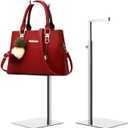 1 Pack Handbag Display Stands, Silver Purse Holder Display Stands, Adjustable Height Stainless Steel Hanger Rack for Retail Closet Vendors Display Luxury Bag Handbags Jewelry (RCS 50% Recycled Post-consumer Metal)