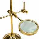 Vintage Brass Magnifying Glass with Stand, 3-inch Lens, 9-inch Height, Adjustable Desktop Magnifier