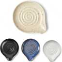 Ceramic Spoon Rest for Kitchen Counter, Coffee Spoon Holder, Easy to Clean Stovetop Spoon Tray, Decorative Countertop Organizer for Soup Spoons/Ladles (Butter Yellow)