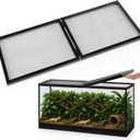 Landhoow 60 Gallon Screen Cover for Hinged Door Pet Reptile Terrarium Screen Cover Large Reptile Terrarium Fish Tank Lid with Center Hinge