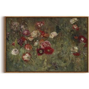 InSimSea Framed Canvas Wall Art Vintage Decor, Flowers Large Wall Art Prints, Flowers Art Modern Farmhouse Decor, Botanical Painting for Office, Bedroom Bathroom Home Decor, 20"x30"