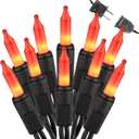 Brizled Orange Halloween Lights, 21.3ft 100-ct Incandescent Halloween String Lights Connectable, UL Certified Orange Light String, Black Wire Mini Light Set for Fall Season Holiday Thanksgiving Tree