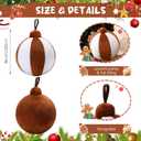2 Pcs Christmas Pillows 7 Inch Round Christmas Ornament Shaped Throw Pillow Cute 3D Ball Xmas Throw Cushion Decoration for Bed Couch Sofa Chair Living Room(Brown and White)