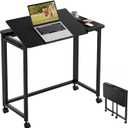 GreenForest Folding Desk with Wheels, 31.5 Inch Adjustable Tilt Drafting Table, Portable Rolling Foldable Desk for Small Space, Home Office, Drawing & Craft Workstation, Black
