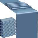 Satin Dusty Blue Table Runners 10 Pack - SINSSOWL12 X 108 Inches Wedding Satin Table Runner for Party Banquet Bridal Shower Baby Shower Conference Dining Room Table Decoration - Dusty Blue