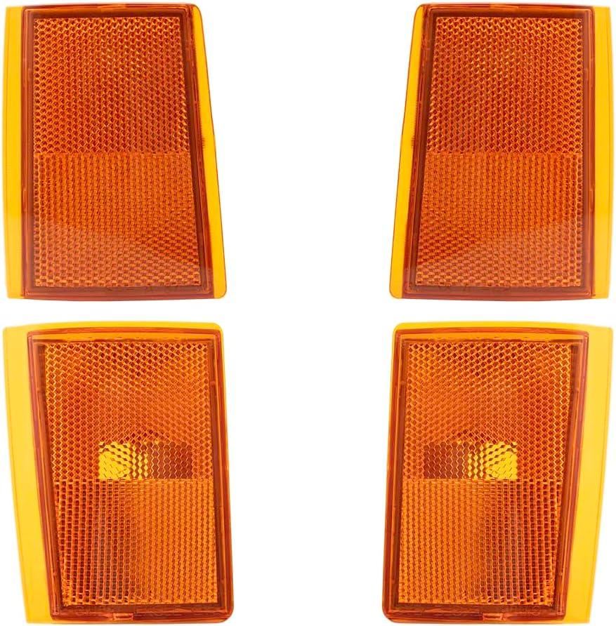 Brock Replacement 4 Pc Side Signal Marker Reflectors Compatible with Chevrolet 1988-1993 C/K Pickup 1992-1993 Suburban Blazer
