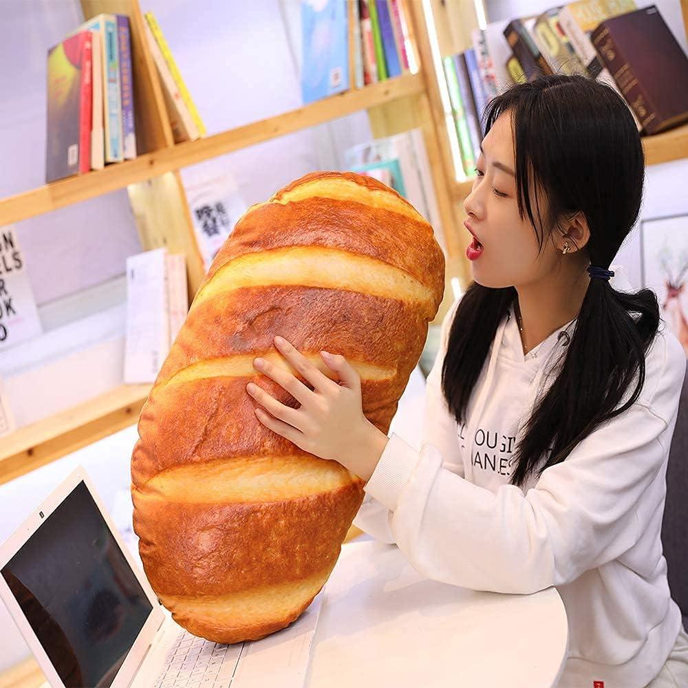 Bread Pillow Funny Stuffed Bread Shaped Pillow Toy Gift for Kids Adults, 23.6 in