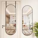 Hasipu 47 x 16 in Arched Over-The-Door Full-Length Mirror, Tempered Glass, Aluminum Frame Black
