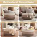 OIAHOMY 105L Blanket Basket for Living Room, Large Basket 23.6" x 23.6" x 14.6" with Handle, Laundry Hamper for Blankets, Pillows, Toy Storage for Kids, Dogs - Gradient Brown