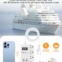 European Travel Plug Adapter, US to Europe Travel Power Strip with 6 USB(2 USB C) 4 Outlets, International Universal Travel Power Adapter with 3ft Extension Cord for EU UK France Italy Germany Cruise