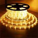 (New) 100FT Rope Lights Outdoor, 720 LED Waterproof Rope Lights, LED Connectable Flexible Tube Lights for Indoor Outdoor Deck, Pool, Landscape, Background, Trees, Bridges, Eaves Decoration(Warm White)