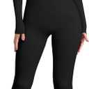 OQQ Women Jumpsuits Long Sleeve Deep V Neck Ruched Flared Jumpsuit (X-Large, Black)