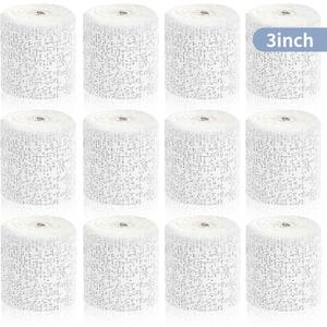12 Rolls Plaster Strips Plaster Gauze Bandages Blank Cloth Wrap Rolls for DIY Hobby Crafts, Belly Cast, Body Molds, Mask Making, Scenery Art (3 x 106 Inches)