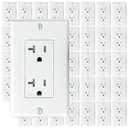 [40-Pack] PROCURU 20 Amp Decorator Commercial Grade Outlet Receptacle, Tamper Resistant, NEMA 5-20R, with Wall Plate Covers, 125V, White, UL Certified