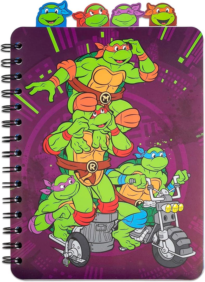 4 Tab Journal: Teenage Mutant Ninja Turtles - 160 Dot Pages, TMNT Spiral Notebook, Character Dividers, Writing-Notes-Dreams-Doodles, Kids 3+
