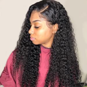 13X4 Lace Frontal Wig Natural Black 30 Inch Jerry Curly Wigs Human Hair 200% Density 13X4 Natural Black Jerry Curly Wigs Human Hair Pre Plucked For Black Women