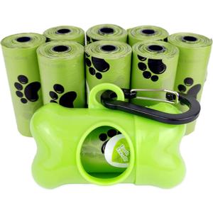 Dog Poop Bags Pet Waste Bag with Dispenser and Leash Clip Green 120 Bags 8 Rolls V08
